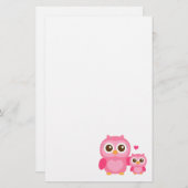 Mama en ik, Cute Baby Owl, Roze Briefpapier (Voorkant / Achterkant)