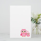 Mama en ik, Cute Baby Owl, Roze Briefpapier (Staand voorkant)