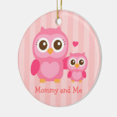 Mama en ik, Cute Baby Owl, Roze Keramisch Ornament (Links)