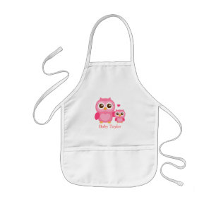 Mama en ik, Cute Baby Owl, Roze Kinder Schort