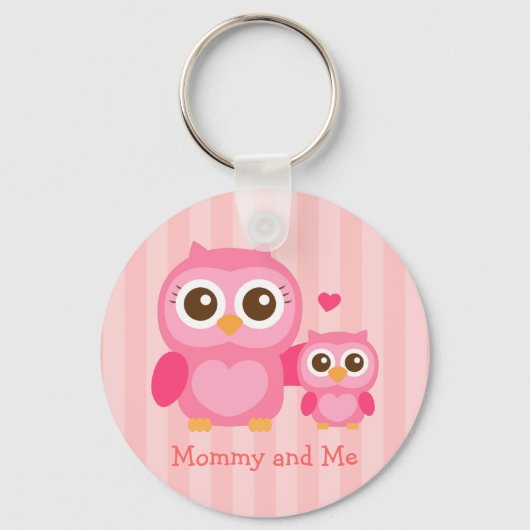 Mama en ik, Cute Baby Owl, Roze Sleutelhanger (Voorkant)