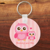 Mama en ik, Cute Baby Owl, Roze Sleutelhanger (Voorkant)