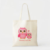 Mama en ik, Cute Baby Owl, Roze Tote Bag (Voorkant)