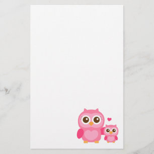 Mama en ik, Cute Baby Uil, Roze Briefpapier