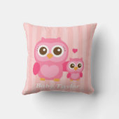 Mama en ik, Cute Baby Uil, Roze Kussen (Achterkant)