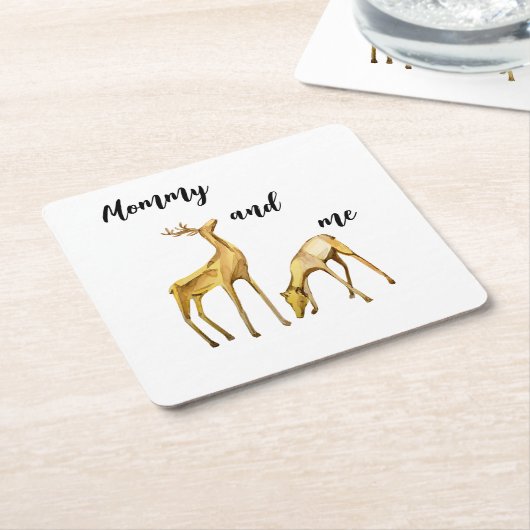 Mama en ik Deer Kartonnen Onderzetters (Schuin)