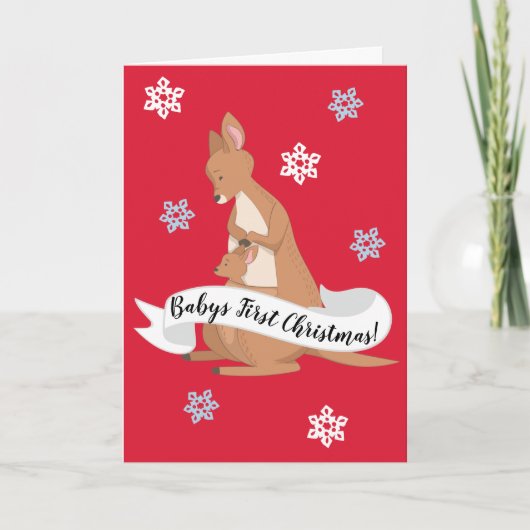 Mama en ik Kangaroo vouwden Wenskaart Kaart (Voorkant)