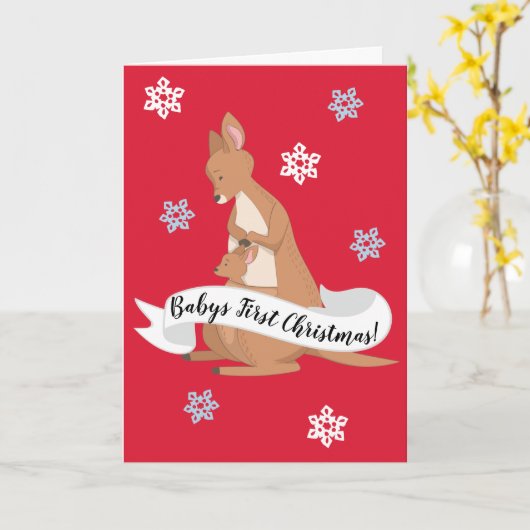 Mama en ik Kangaroo vouwden Wenskaart Kaart (Gele Bloem)