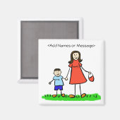 Mama en ik - moeder en zoon Brunette Family Magnet (Voorkant / Achterkant)