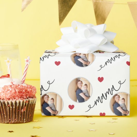 Mama en ik Moederdag Custom Photo Cadeaupapier (Verjaardagsfeest)
