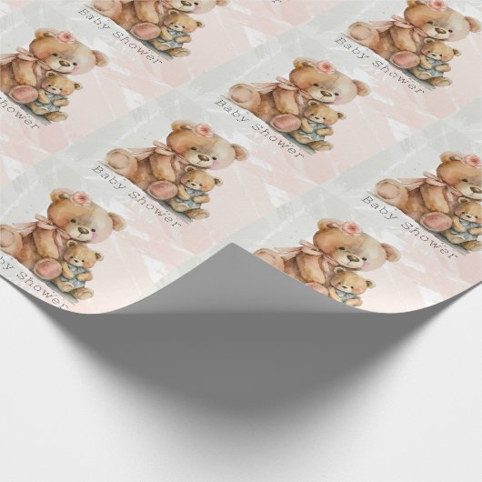 Mama en ik Teddy Bear Baby shower Cadeaupapier (Hoek)