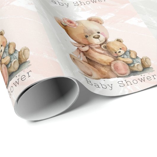 Mama en ik Teddy Bear Baby shower Cadeaupapier (Rol Hoek)