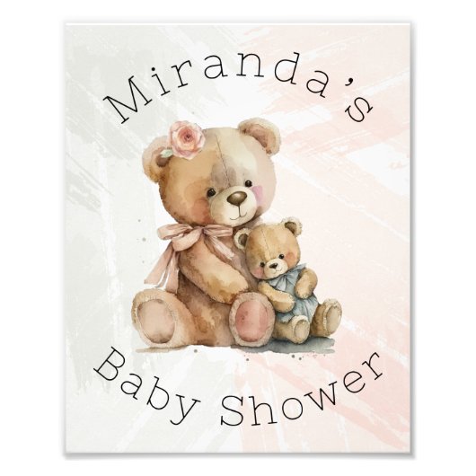 Mama en ik Teddy Bear Baby shower Foto Afdruk (Voorkant)