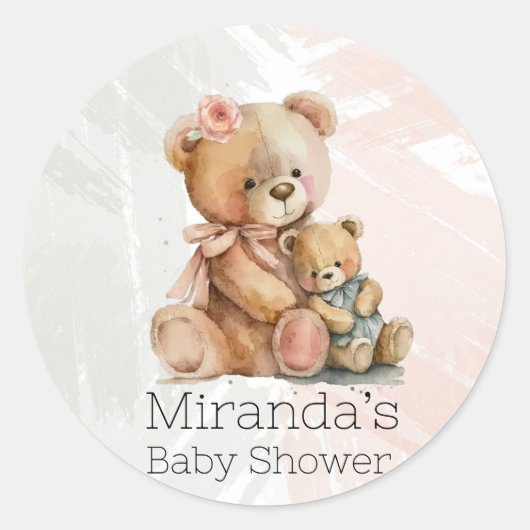 Mama en ik Teddy Bear Baby shower Ronde Sticker (Voorkant)
