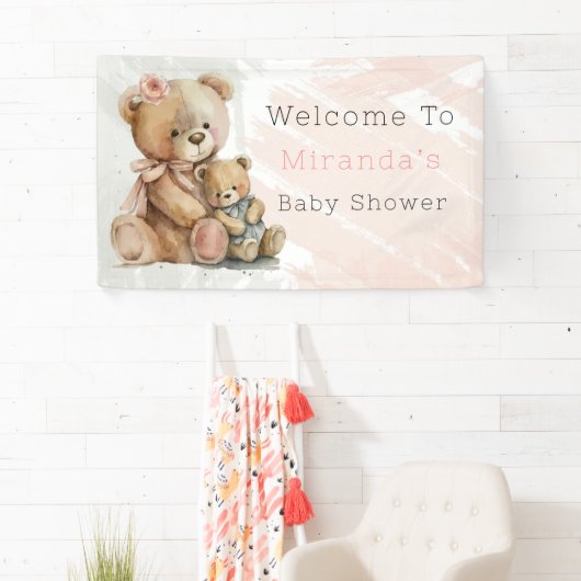 Mama en ik Teddy Bear Baby shower Welkom Spandoek (Insitu)