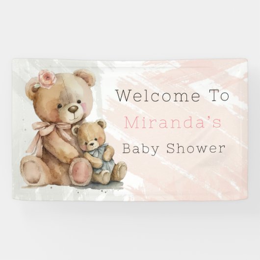 Mama en ik Teddy Bear Baby shower Welkom Spandoek (Horizontaal)
