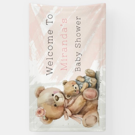 Mama en ik Teddy Bear Baby shower Welkom Spandoek (Verticaal)