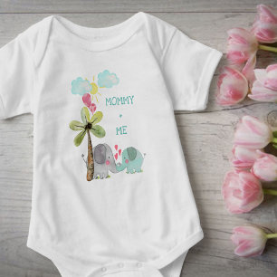 Mama en Ik Turquoise Moeder en Baby Olifant Romper