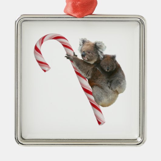 Mama en Joey Koala Kerst Kandijstok Kerstmis Metalen Ornament (Voorkant)