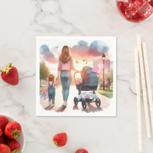 Mama en Kinderen Dag op Park Servetten