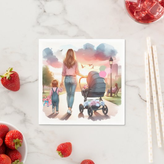 Mama en Kinderen Dag op Park Servetten (Insitu)