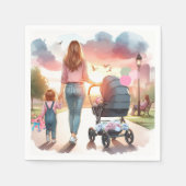 Mama en Kinderen Dag op Park Servetten (Voorkant)