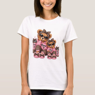 Mama en Mini Luipaardprint Teddybeer Matching T-shirt