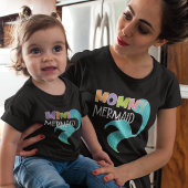mama en mini Mermaid Matching Parent Kind Black T-shirt