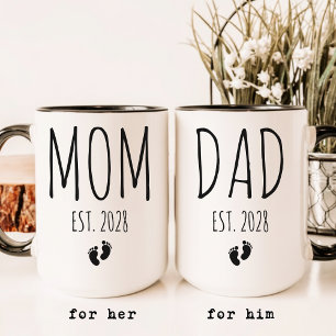 Mama en Papa   Aangepast Elegant Script Baby Openb Mok