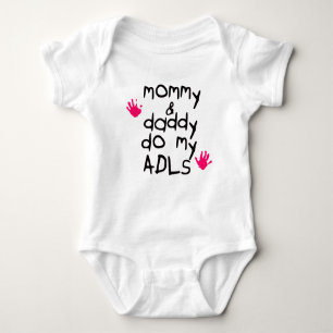 Mama en papa doen mijn ADL's roze handdruk OT baby Romper