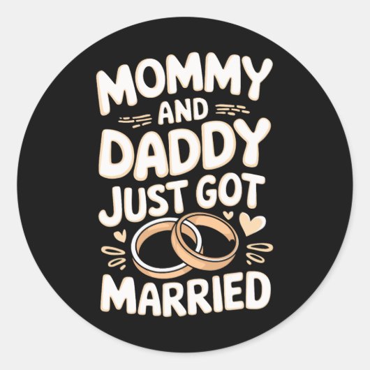 Mama en papa zijn net getrouwd ronde sticker (Voorkant)