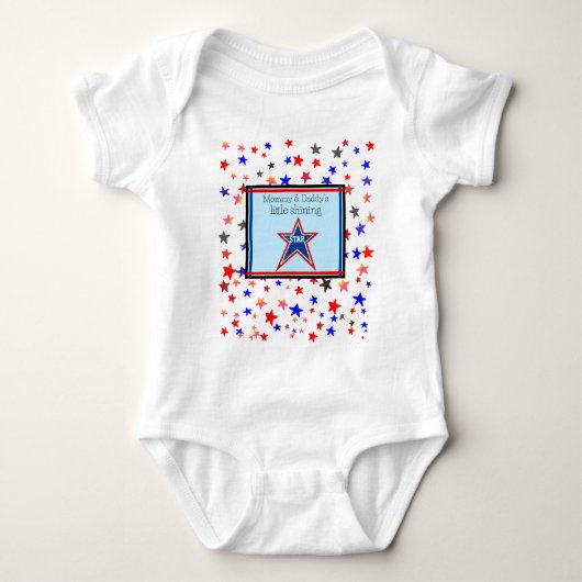 Mama en papa's Little Shining Star Blue Romper (Voorkant)
