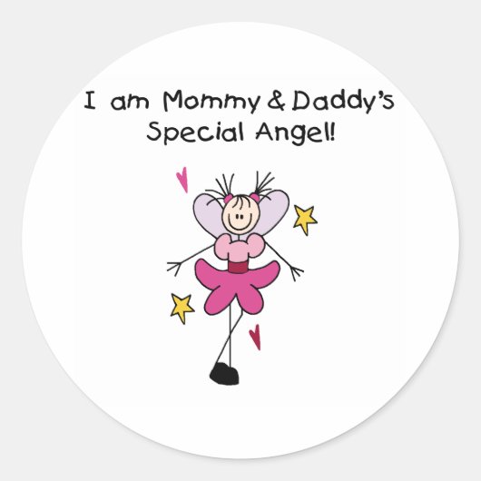 Mama en papa's speciale engel ronde sticker (Voorkant)