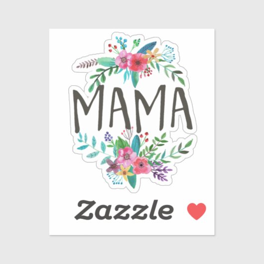 Mama,  en schattig boho floraal botanisch vinyl sticker (Vel)