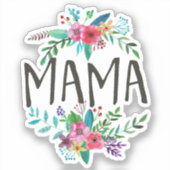 Mama,  en schattig boho floraal botanisch vinyl sticker (Voorkant)