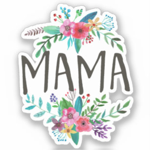 Mama,  en schattig boho floraal botanisch vinyl sticker