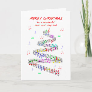 Mama en Stap Papa Bladmuziek Kerstmis Feestdagen Kaart