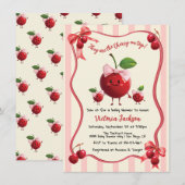 Mama en tweeling meisjes Baby Cherry Baby shower Kaart (Voorkant / Achterkant)