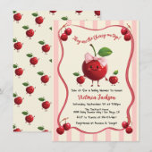 Mama en tweelingjongens Baby Cherry Baby shower Kaart (Voorkant / Achterkant)