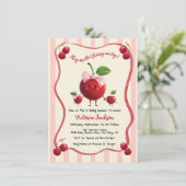 Mama en tweelingmeisje Baby Cherry Baby shower Kaart (Staand voorkant)