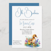 Mama en Twin Ducklings Baby shower Kaart (Voorkant / Achterkant)