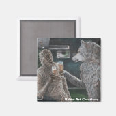 Mama en weerwolf Drink bier Button magneet (Voorkant / Achterkant)