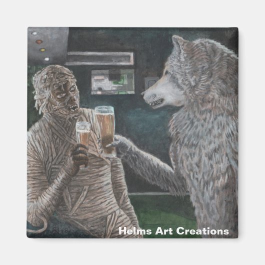 Mama en weerwolf Drink bier Button magneet (Voorkant)