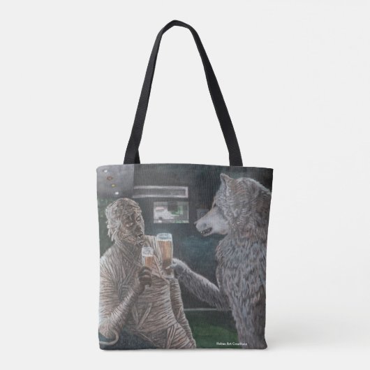 Mama en weerwolf Drink bier Graphic Canvas tas (Achterkant)