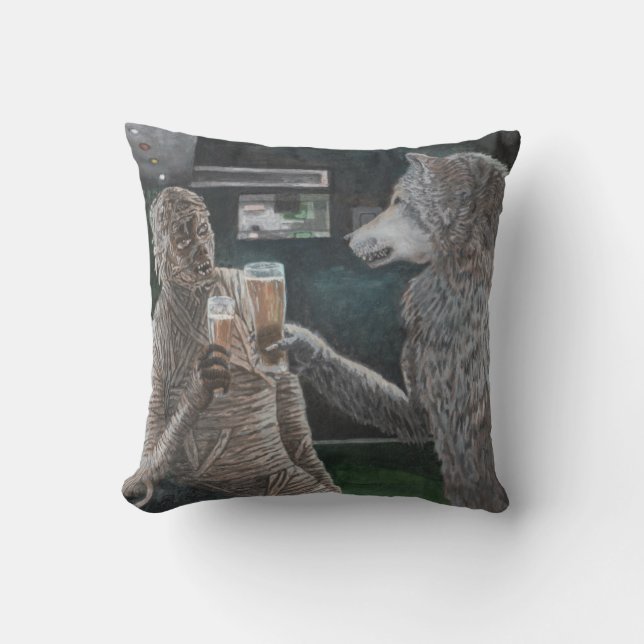 Mama en weerwolf Drink bier Sierkussen (Voorkant)