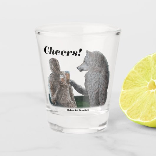 Mama en weerwolf Drink Fantasy Art Shot Glass Shot Glas (Voorkant)