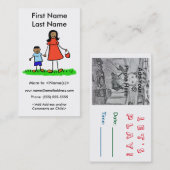 Mama en zoon aangepaste foto-oproep speeldate kaar contactkaartje (Voorkant / Achterkant)