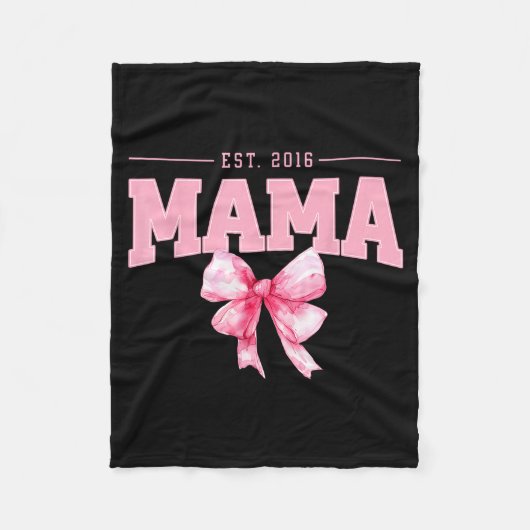 Mama est 2016 coquette roze strik retro moeder moe fleece deken (Voorkant)