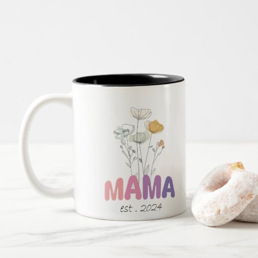 Mama Est 2024 Mothers Day Tweekleurige Koffiemok (Met donut)
