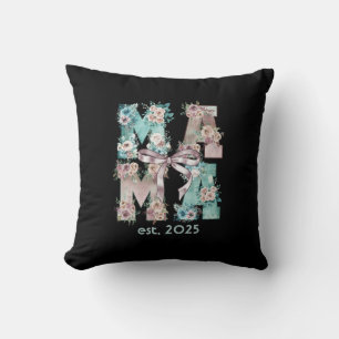 Mama Est. 2025 Floral Boho Typography Art Kussen